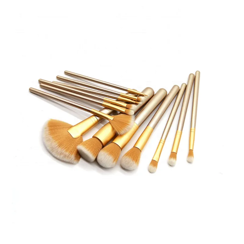 Wholesale 13pcs champagne makeup brushes with soft bristles