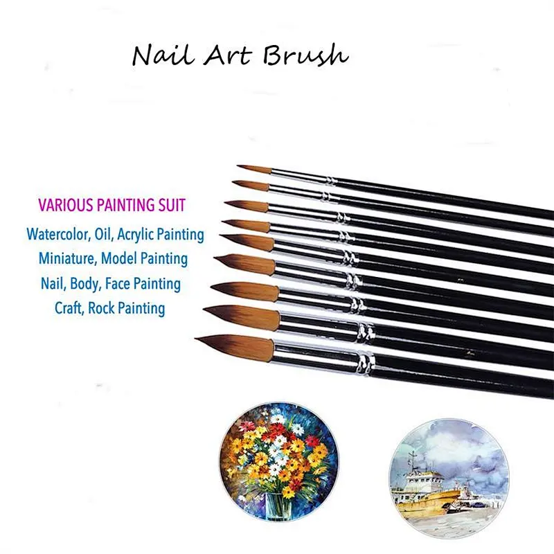 Wholesale cosmetic tools custom logo artist paint wooden nail art brush