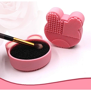JZG 1pcs New Design Brush Cleaning Cleaner Makeup 2 in 1 Cat Shape Silicone Makeup Brush Cleaner Sponge Of Makeup Brush Cleaner