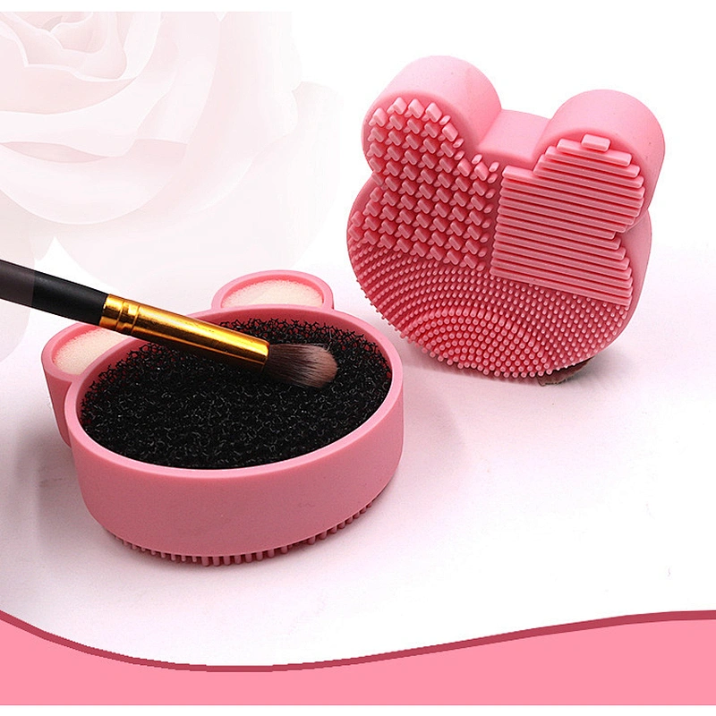 JZG 1pcs New Design Brush Cleaning Cleaner Makeup 2 in 1 Cat Shape Silicone Makeup Brush Cleaner Sponge Of Makeup Brush Cleaner