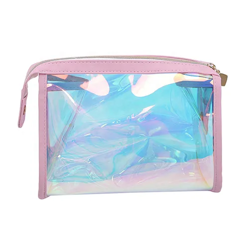 Women Pink Cosmetic bag Transparent Lasher TPU Bags Creative Small Travel Makeup Case