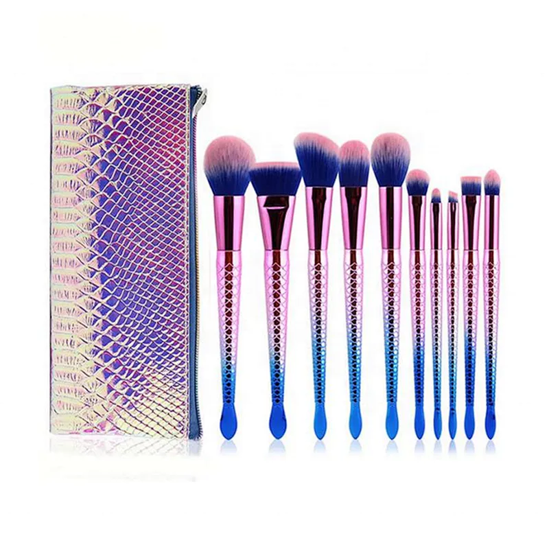 10PCS Mermaid Makeup Brushes Set With Case