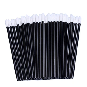 JZG 50pcs/bag Wholesale Black White Color Disposable Makeup Flocked Applicator Cheapest Lip Gloss Wand
