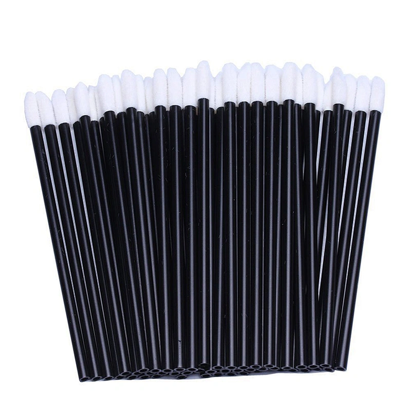JZG 50pcs/bag Wholesale Black White Color Disposable Makeup Flocked Applicator Cheapest Lip Gloss Wand