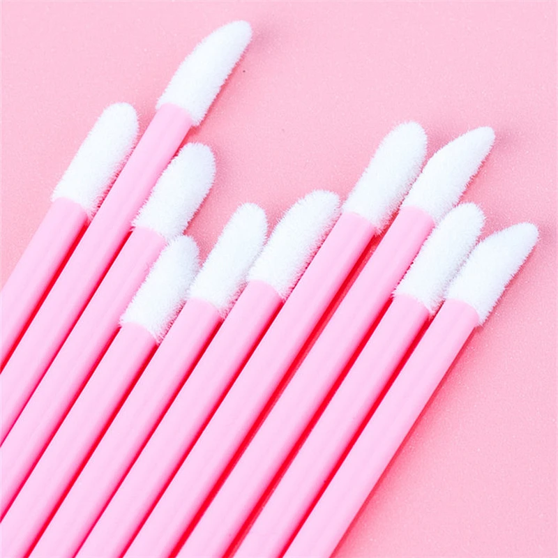 100PCS Disposable Lip Brush Gloss Applicators Lipstick Wands Tool Kits