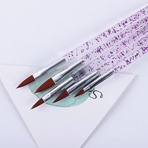 2 colors 5pcs plastic glitter nail brush liners private label acrylic nail brush Nylon hair acrylic nail art pencil brush