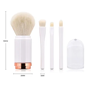JZG Vegan New Style Double Side Makeup Brushes Retractable 4 in 1 Mini Makeup Brush Set For Travel