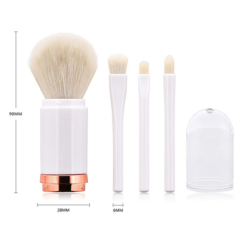 JZG Vegan New Style Double Side Makeup Brushes Retractable 4 in 1 Mini Makeup Brush Set For Travel