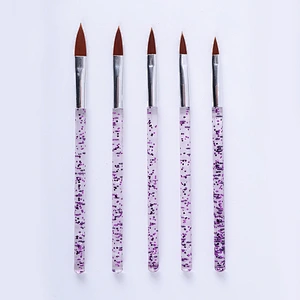 2 colors 5pcs plastic glitter nail brush liners private label acrylic nail brush Nylon hair acrylic nail art pencil brush