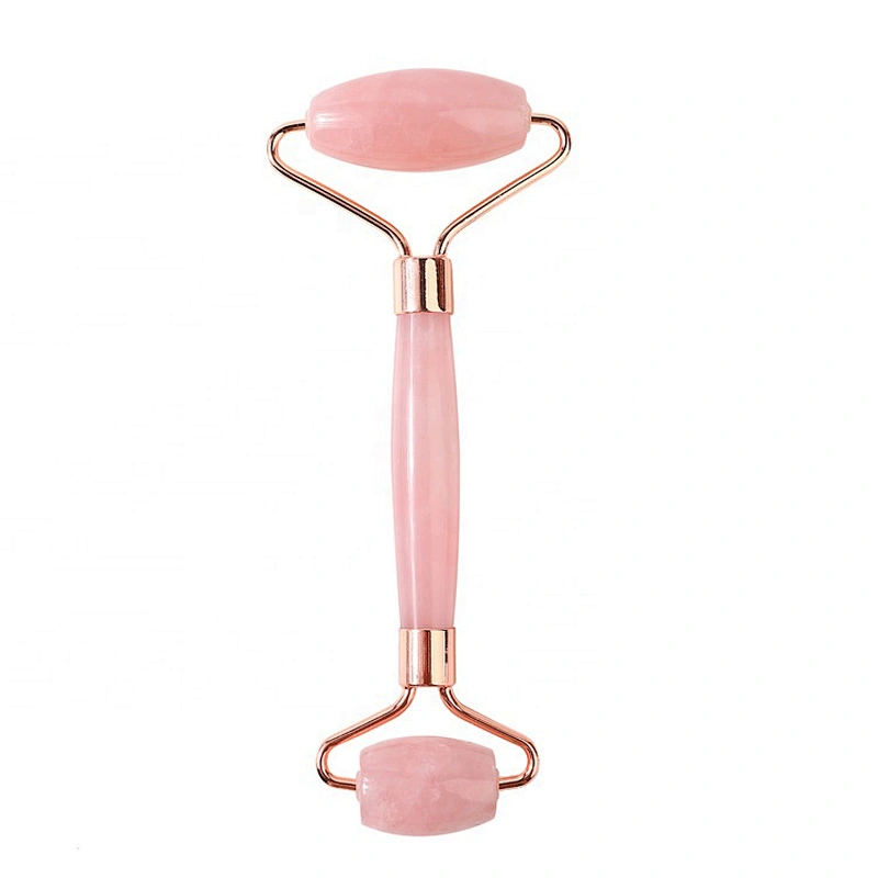 JZG Private Label Hot Selling OEM High Quality Jade Stone Facial Anti Aging Welded Natural Rose Quartz Pink Jade Roller for Face