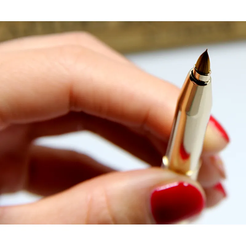 Dual use retractable lip brush angled eyebrow brush