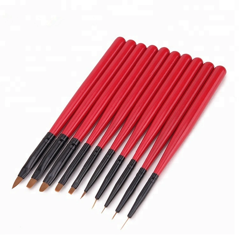 10Pcs/set Nail Art Brush Sets Kolinsky Acrylic Gel Design Brush Set Painting Pen Tools Kit