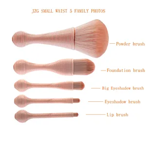 5pcs Spiral texture brush handle private label makeup brush set portable beauty make up brushes Tool with packaging bucket box