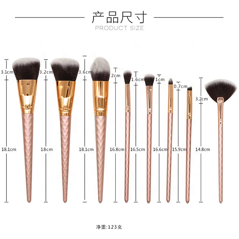 8pcs/set Synthetic Rose Gold Makeup Brushes for Blending Foundation Powder Eyeshadow Makeup Brush Beauty Tools