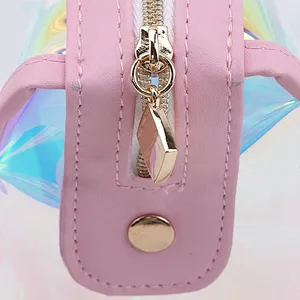 Women Pink Cosmetic bag Transparent Lasher TPU Bags Creative Small Travel Makeup Case