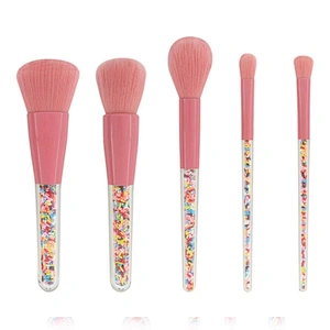 JZG High Quality Vegan Plastic Granule Transparent Handle Cosmetic Brush Set Candy Makeup Brush