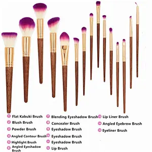 15Pcs Professional Make up Brush Set Synthetic Foundation Powder Eyeshadow Eyebrow Blending Make Up Brushes Kit with bag