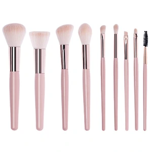 New professional copper tube makeup brushes beauty tools wooden handle makeup brushes set eyeshadow brushes with pu bag