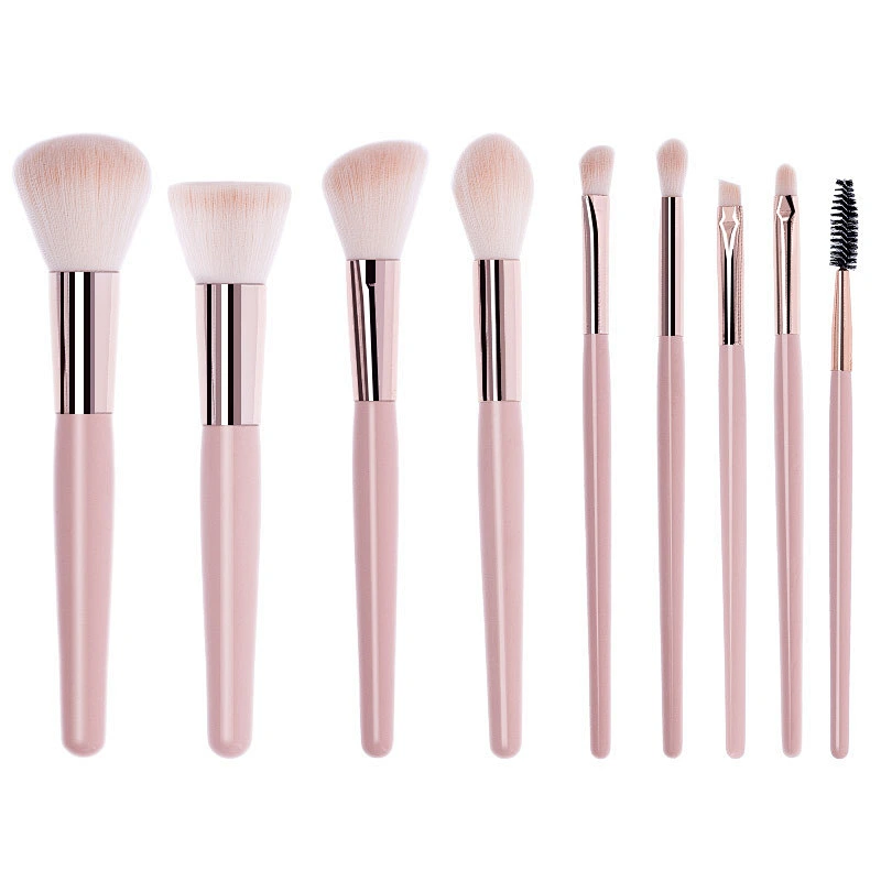 New professional copper tube makeup brushes beauty tools wooden handle makeup brushes set eyeshadow brushes with pu bag