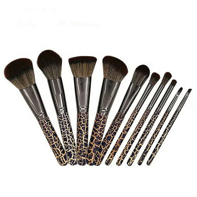 10pcs Leopard print pattern beauty cosmetics makeup brush set
