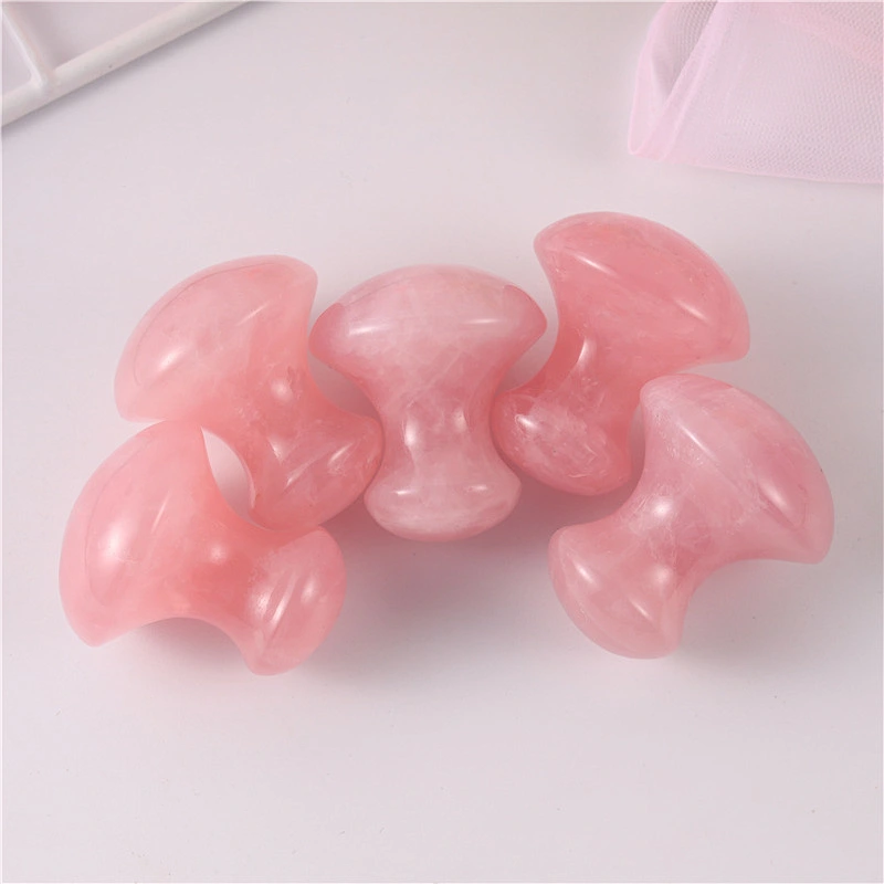 Natural Rose Quartz Face Massage Roller Jade Stones Chakra Healing Stone Mushroom Shape Guasha Stone For Eye Face Neck