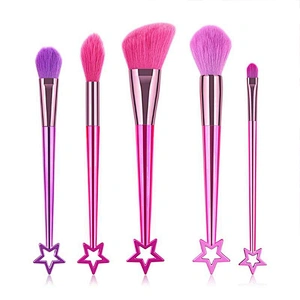 5pcs Shiny Star Shape Makeup Brushes Set Foundation Powder Eyeshadow Contour Concealer Blush Cosmetic Beauty Make Up Tools