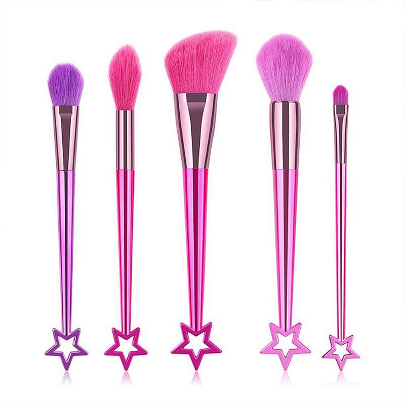 5pcs Shiny Star Shape Makeup Brushes Set Foundation Powder Eyeshadow Contour Concealer Blush Cosmetic Beauty Make Up Tools