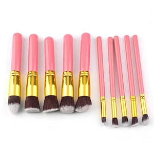 10PCS Makeup Brushes Eyeshadow Rouge Lipstick Liquid Foundation Brushes Cosmetic Tools Soft Natural-synthetic Hair Brush Kits