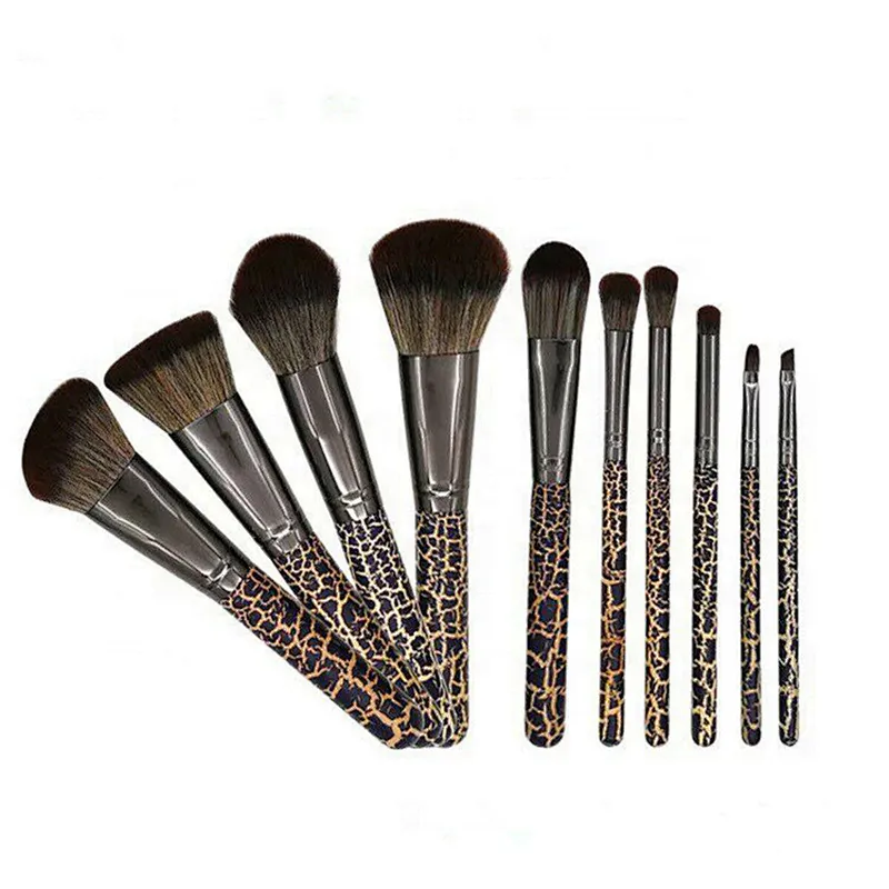 10pcs Leopard print pattern beauty cosmetics makeup brush set