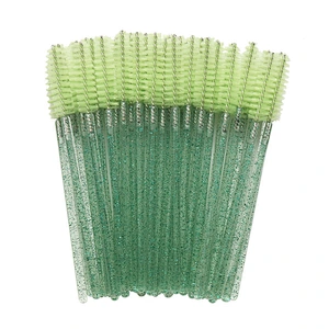 Disposable Nylon Mascara Wands Eyelash Brush With Green Handle