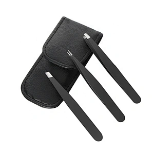 3 PCS/Set Point Tip Slant Tip Flat Tip Hair Removal Stainless Steel Eyebrow Tweezers Scissors Set With Bag