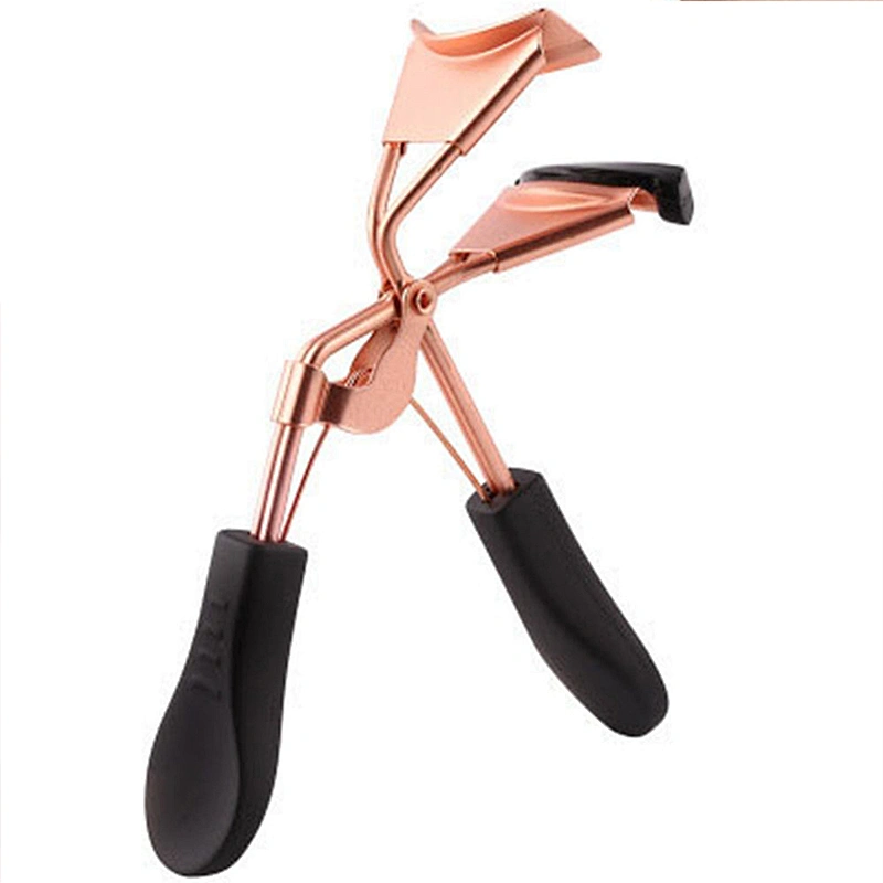 Delicate Rose Gold Color Eyelash Curler Clip With Black Handle Steel Nature Curl Lashes Women Beauty Cosmetic Tools