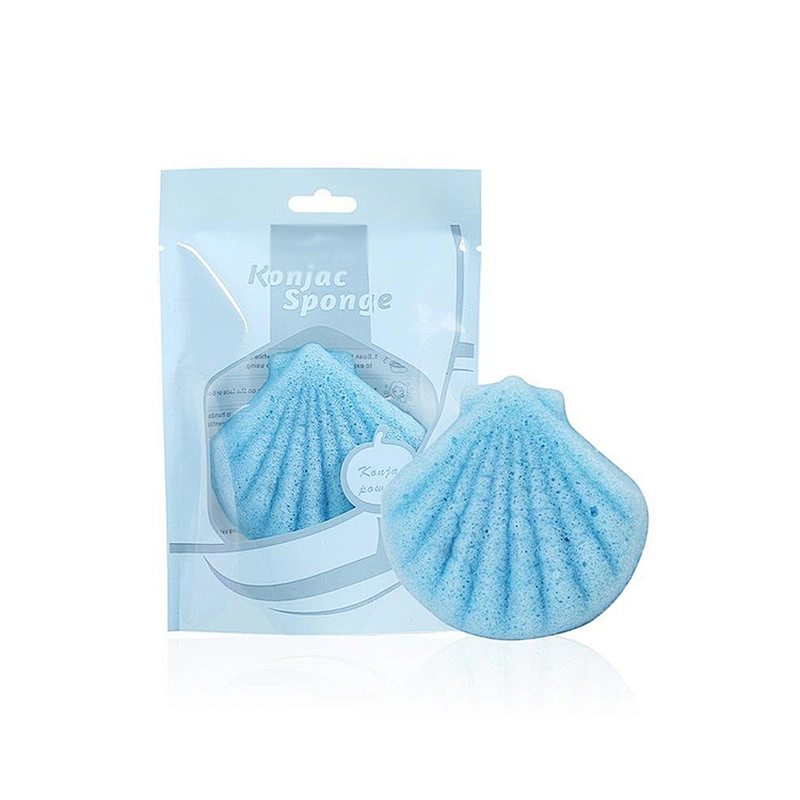 JZG OEM Factory Wholesale Private Label Sea Shell Shape Various Colors 100% Natural Soft Skin Care Konjac Sponge Washing Cleaner
