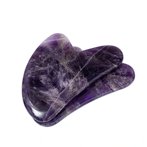 Scraping Massage Amethyst Heart Shape Gua Sha Jade Stone Crystal Facial Tool