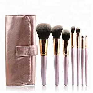 High quality  7pcs Oval Makeup Brushes Set Private Label Beauty Cosmetics Kabuki Make Up Tool Eyebrow Powder Foundation with Bag