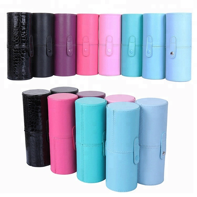 PU Leather Cosmetic Case Portable Makeup Brush Holder Cup Holder Cosmetic Tool Kit Case Containers Space-saving