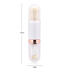 JZG Vegan New Style Double Side Makeup Brushes Retractable 4 in 1 Mini Makeup Brush Set For Travel