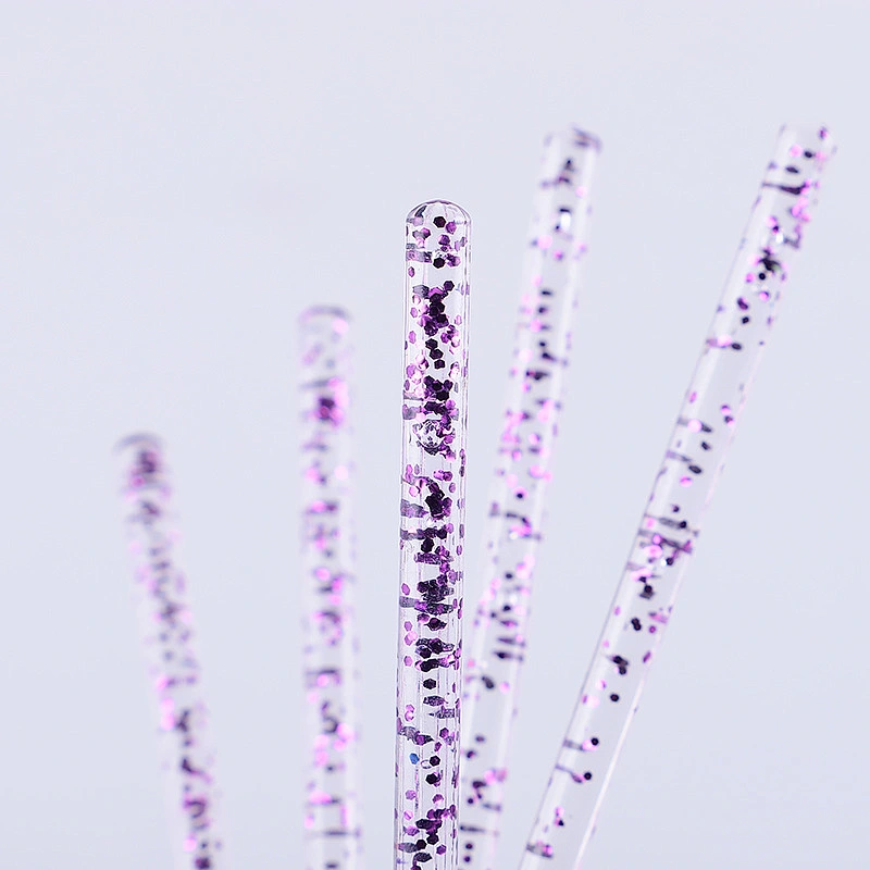 2 colors 5pcs plastic glitter nail brush liners private label acrylic nail brush Nylon hair acrylic nail art pencil brush