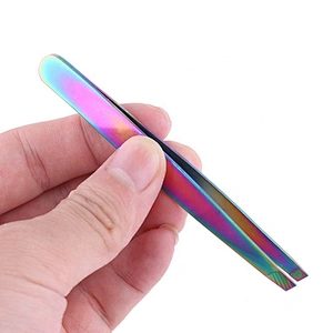Professional Multi-function Slanted Angled Eyebrow Trimmer False Eyelash Tweezers Scissor