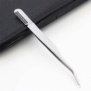 JZG 1pcs Professional Stainless Steel Eyebrow Tweezers Private Label Cosmetic Volume Eyebrow Tweezers Clip With Comb