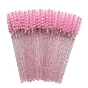 New Style colorful Eyebrow Brush Reusable Eyelash Mascara Wands With Cover Pink Makeup Brushes Private Label