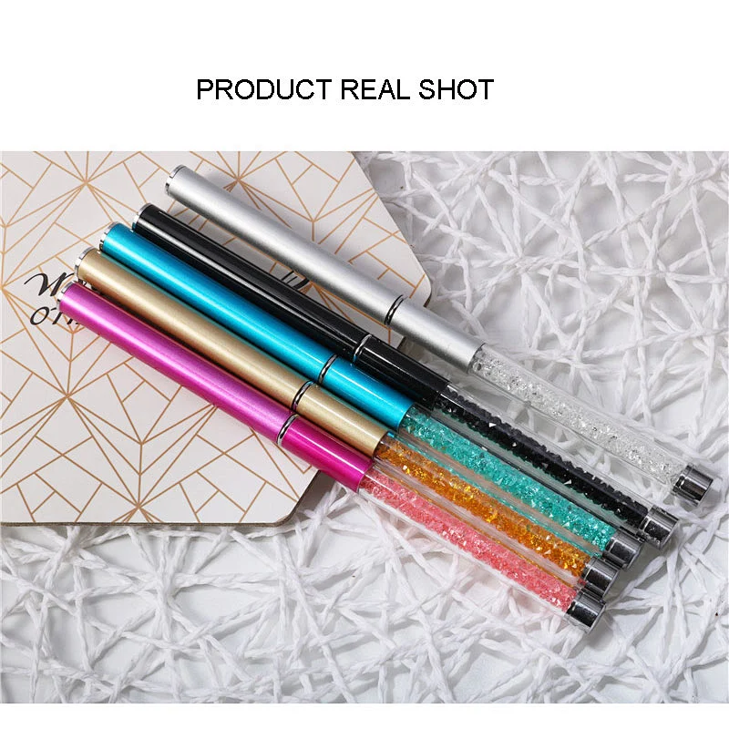 1Pcs Kolinsky Acrylic Handle Nail Brush Rhinestone DIY Drawing Pen Double-Colors Nails Art Gel Polish Painting Carving Brush