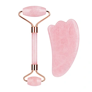 Skin Care Pink Jade Roller 100% Rose Quartz Roller Facial Jade Roller Gua Sha Set