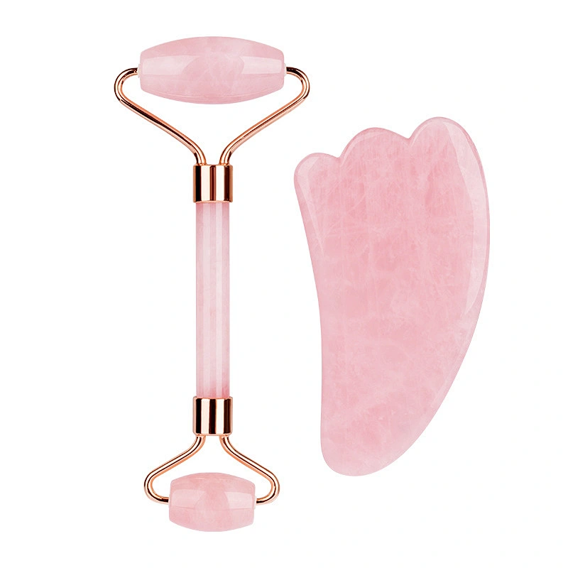 Skin Care Pink Jade Roller 100% Rose Quartz Roller Facial Jade Roller Gua Sha Set
