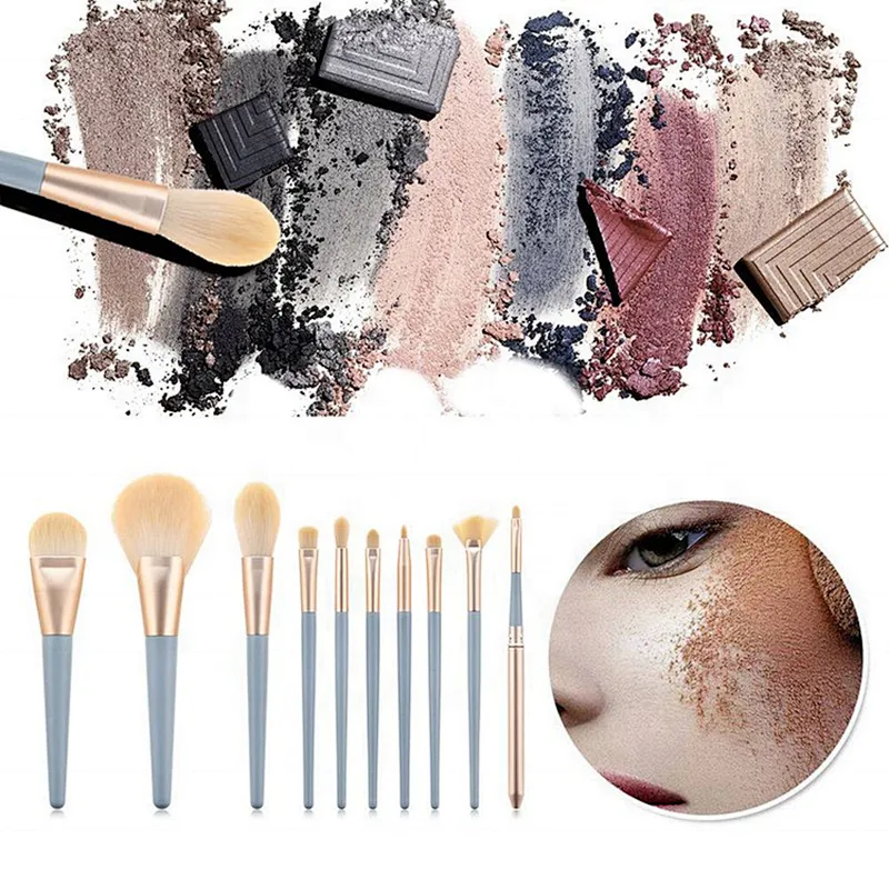 10pcs High Quality Natural Synthetic Hair Make Up Brush Tools Kit Professional Beauty Cosmetics