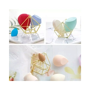 JZG 1pcs Rose Gold Metal Sponge Stand Drying Diamond Shape Rack Makeup Puff Holder