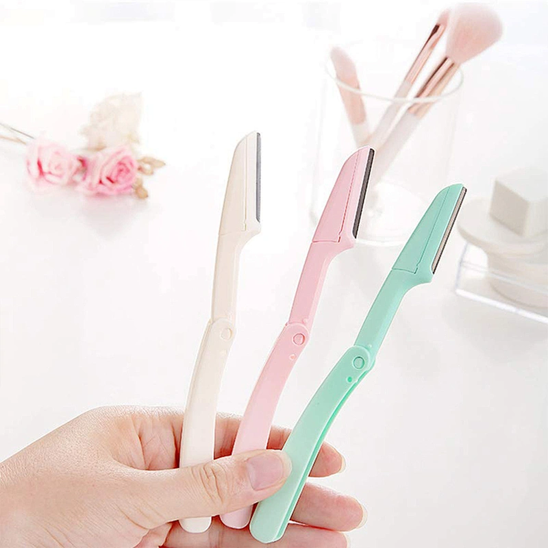 JZG 1pcs Wholesale Folding Eyebrow Shaver Mini Plastic Eyebrow Razor Tool Cosmetic Eyebrow Knife