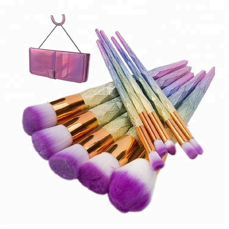 Private Label 10pcs Glitter Diamond Makeup Brush Set With Portable Makeup Bag