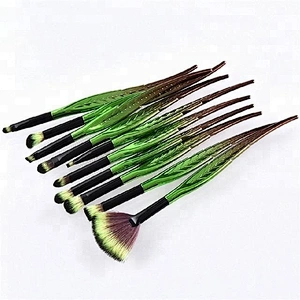 Hot Sale Customized Logo Leaf Design Handle 10pcs Makeup Brush Set
