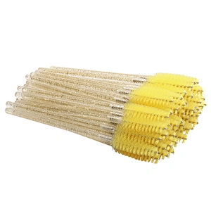 JZG Wholesale Newest Shiny Glitter Disposable Crystal Eyelash Brush Comb 50pcs/pack Eye Lashes Extension Mascara Wands